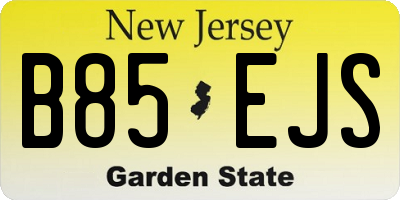 NJ license plate B85EJS