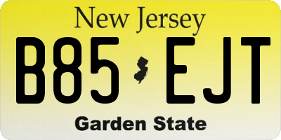 NJ license plate B85EJT