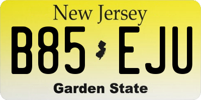 NJ license plate B85EJU