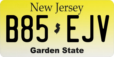 NJ license plate B85EJV