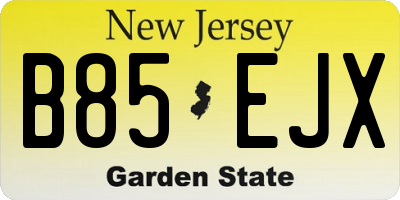 NJ license plate B85EJX