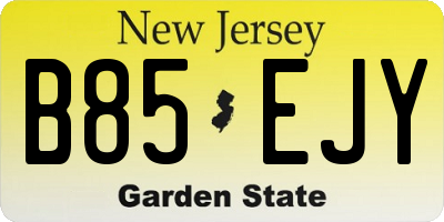 NJ license plate B85EJY
