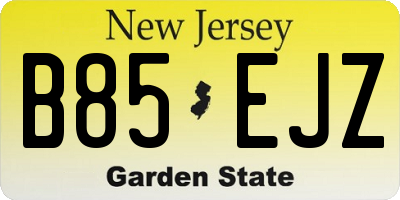 NJ license plate B85EJZ
