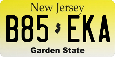 NJ license plate B85EKA