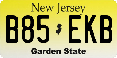 NJ license plate B85EKB