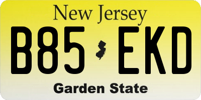 NJ license plate B85EKD
