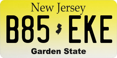 NJ license plate B85EKE