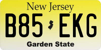 NJ license plate B85EKG