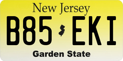 NJ license plate B85EKI