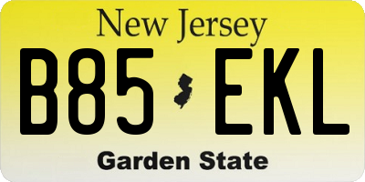 NJ license plate B85EKL