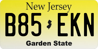 NJ license plate B85EKN