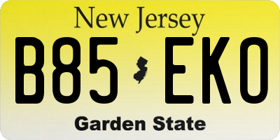NJ license plate B85EKO