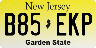 NJ license plate B85EKP
