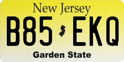 NJ license plate B85EKQ