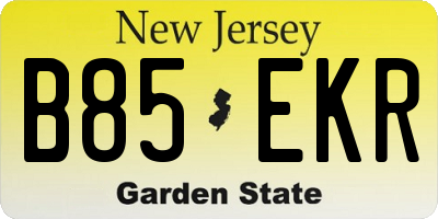 NJ license plate B85EKR