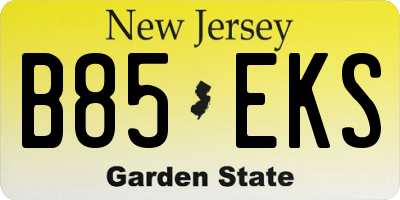 NJ license plate B85EKS