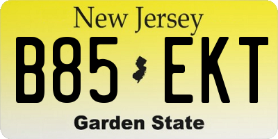 NJ license plate B85EKT