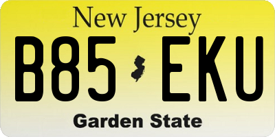 NJ license plate B85EKU