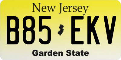 NJ license plate B85EKV