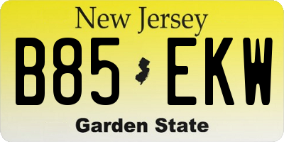 NJ license plate B85EKW