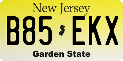 NJ license plate B85EKX
