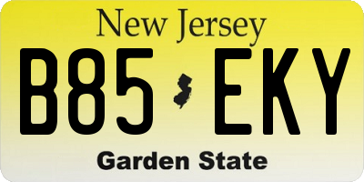 NJ license plate B85EKY
