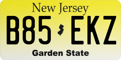 NJ license plate B85EKZ