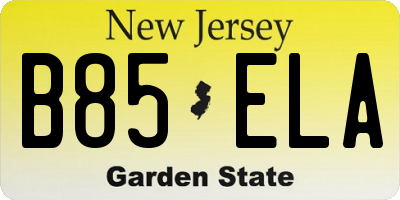 NJ license plate B85ELA
