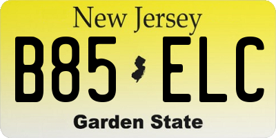 NJ license plate B85ELC