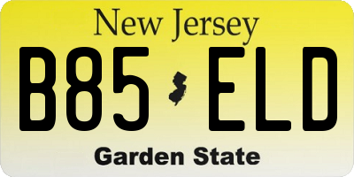 NJ license plate B85ELD