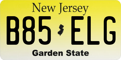 NJ license plate B85ELG