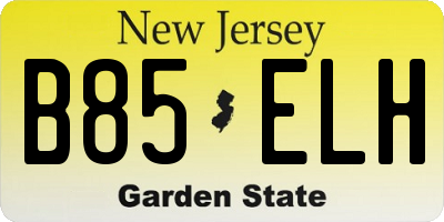NJ license plate B85ELH