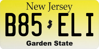 NJ license plate B85ELI