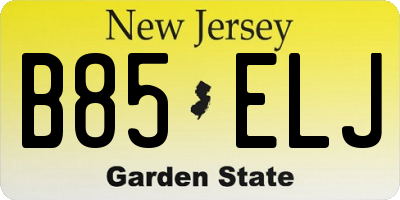 NJ license plate B85ELJ