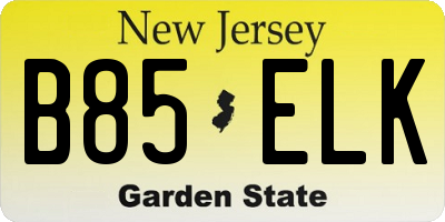 NJ license plate B85ELK
