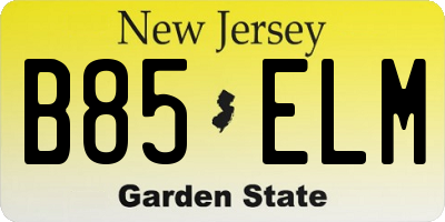 NJ license plate B85ELM