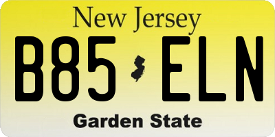 NJ license plate B85ELN