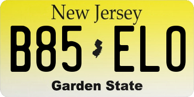NJ license plate B85ELO