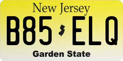 NJ license plate B85ELQ