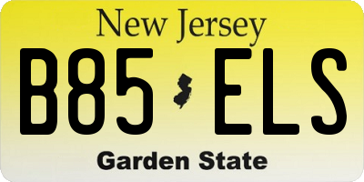 NJ license plate B85ELS