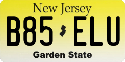 NJ license plate B85ELU