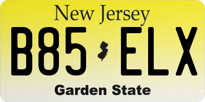 NJ license plate B85ELX