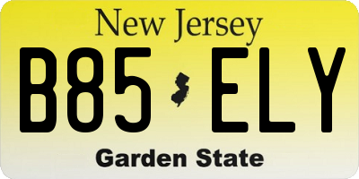 NJ license plate B85ELY