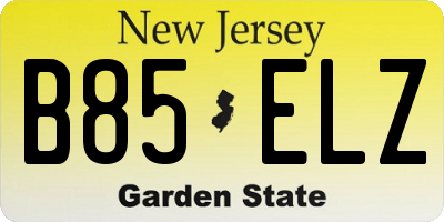 NJ license plate B85ELZ