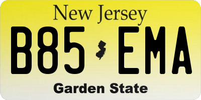 NJ license plate B85EMA