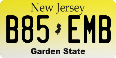 NJ license plate B85EMB