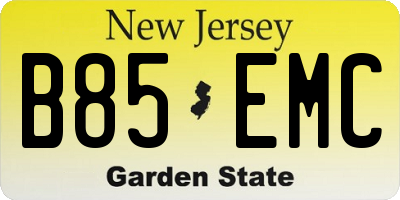 NJ license plate B85EMC