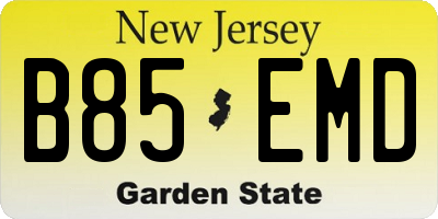 NJ license plate B85EMD