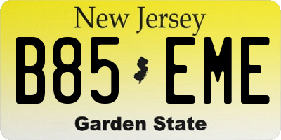 NJ license plate B85EME