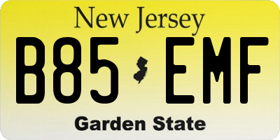 NJ license plate B85EMF